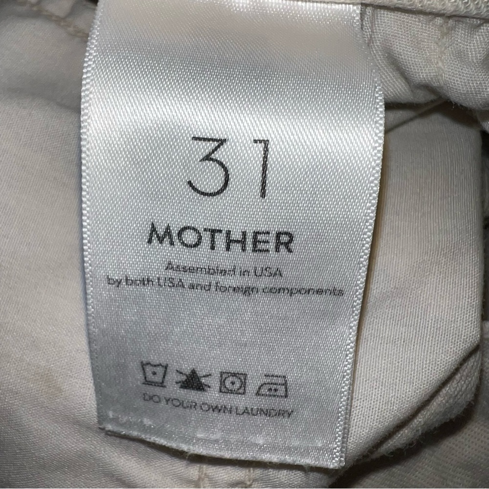 MOTHER The Insider Ankle Fray Jeans Size 31 Chalk It Up Raw Hem Jeans Denim Tan - Picture 10 of 12